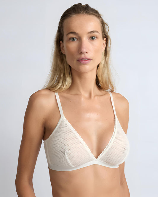 Deep V neck Bralette Ivory