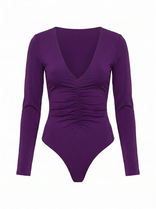 Ruched Long Sleeve Body Suit